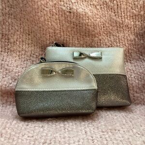Victoria’s Secret Silver Cosmetic Bag Set with Bow